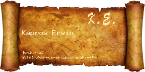 Kapros Ervin névjegykártya